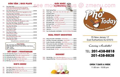 Pho Restaurant. . Pho today east rutherford menu